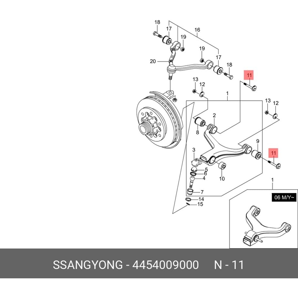 Ssangyong ACTYON KYRON REXTON Arka Salncak Saplaması Komple