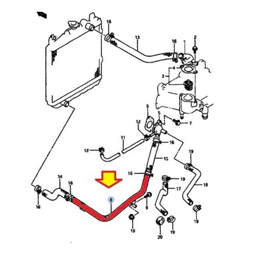 Suzuki Alto Maruti 800cc Radyatör Alt Ara Borusu